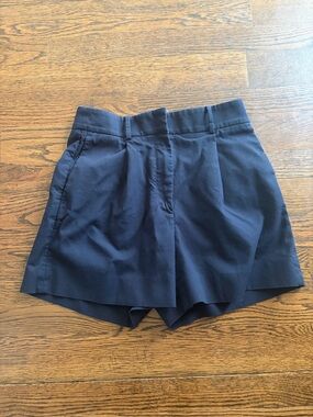 Rebecca Taylor Navy Pleated Shorts with Pockets